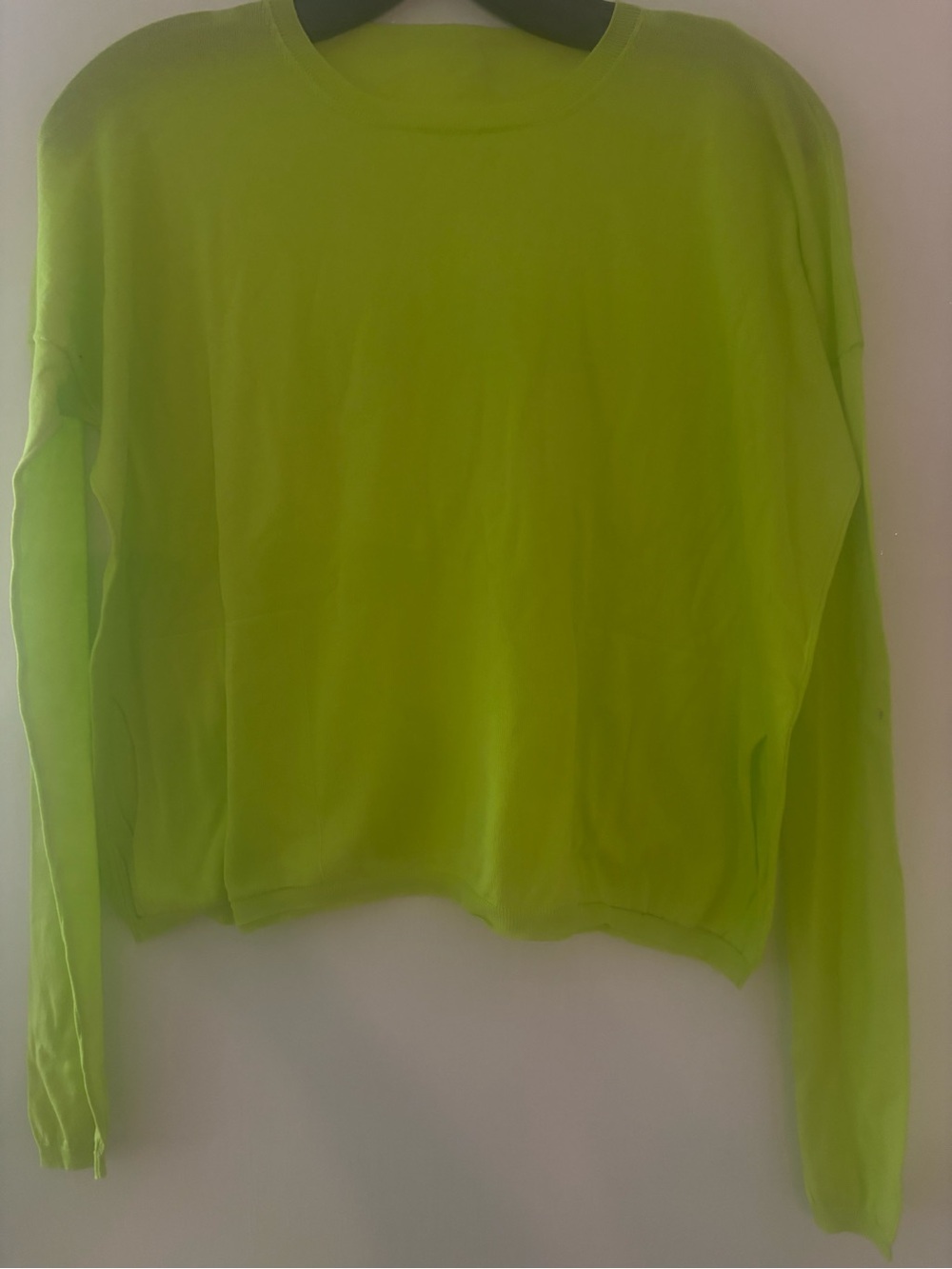 MJ WATSON Italian Neon Green Cotton Crewneck Sweater-(M)